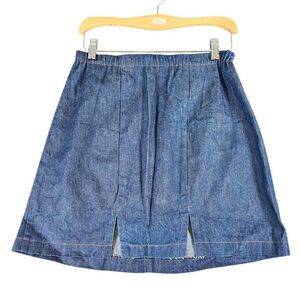 Luna Design Denim Mini Skirt with Front Slits‎ Vintage Style M